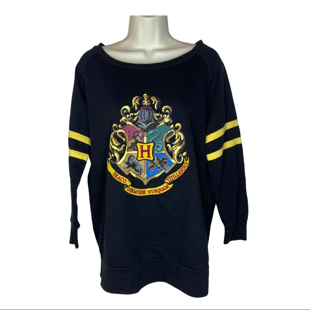Harry Potter Houses Spirit Jersey Black LS Sweatshirt Top
